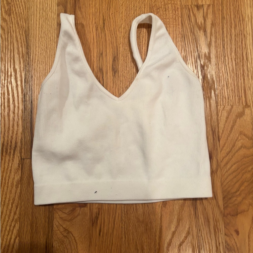 White Ribbed Tank Top